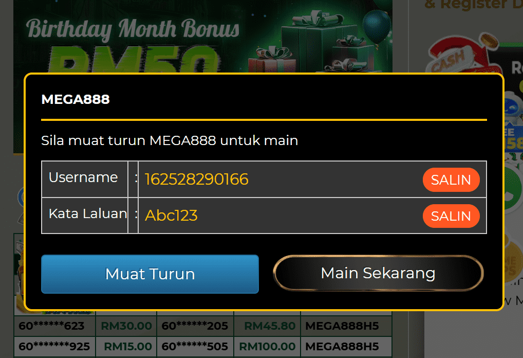 Mega888 Slot Pre-Download Preview On website